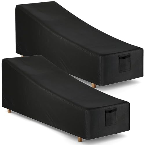 Kaxtde 2 Stück Abdeckhauben für Gartenliegen, 213 x 81 x 81/33 cm, Schwarz