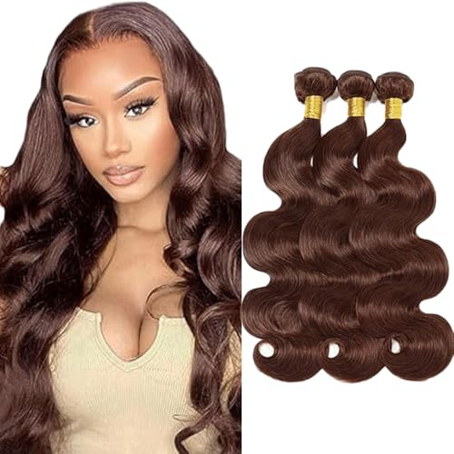 Gsoroel Body Wave Bundles Human Hiar Unprocessed Brazilian Virgin Human Hair Extensions #4 Chocolate Brown Menschliches Haar Bundle With Minimal Shedding For Women 24 26 28 Inch