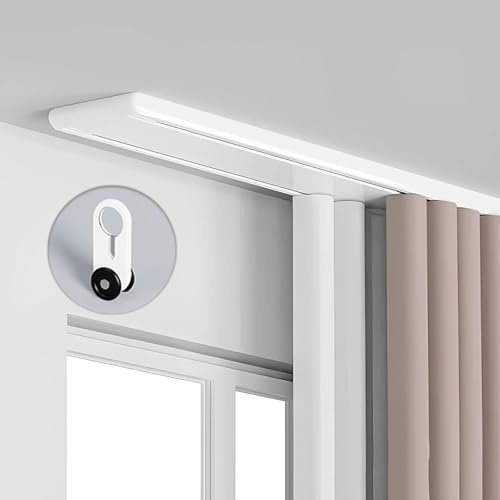 Générique Rail Double pour Rideaux, Fixation Au Plafond, Aluminium, Kit Complet avec Double Rail Et Système De Glissement Silencieux pour Rideaux De Salon Et De Chambre Hôpital,Blanc,1.6m