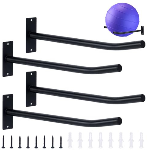 UNICRAFTALE 2 Sets Wall Mount Exercise Ball Holder Black Iron Yoga Ball Holder Metal Yoga Balls Stand Holders Stability Balls Holders Garage Ladder Wall Mount for Home Gym Studio 10x4x39.5cm
