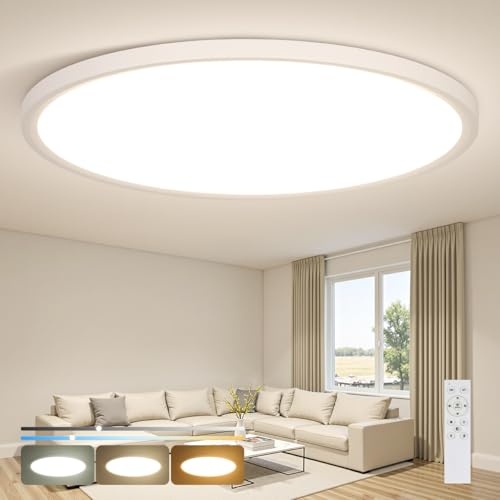 OTREN LED Deckenleuchte Wohnzimmer Dimmbar 56W 5600LM 60 cm | mit Fernbedienung,Nachtlicht & Speicherfunktion, 3000K–6500K, IP44 Wasserfest,Modern Deckenlampe für Schlafzimmer, Küche