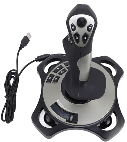 Bewinner Flugsimulator-Joystick mit Vibration, Gas, 12 Programmierbaren Tasten, USB-Kabel für PC für 7, 8, 10, 11, Ergonomischer Griff für Flugspiele