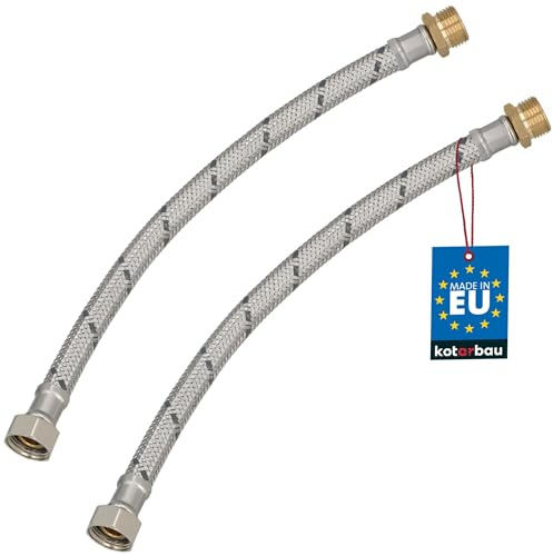 KOTARBAU® Flexschlauch 3/8 x 3/8, Wasserschlauch 30 cm, Panzerschlauch | 2er Set, Außengewinde x Innengewinde, Anschlussschlauch für Armatur, Schlauch Für Wasserhahn, Edelstahlummantelt