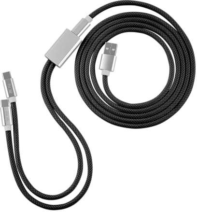 EPOMAKER 2-in-1 USB-C Dual 8K Gaming Keyboard Cable (Black, Macaron PRO) | Single Crystal Copper Braided Charging Cable(USB A to Type C) for Mechanical Keyboards/Magnetic Keyboard/Mice/Hubs