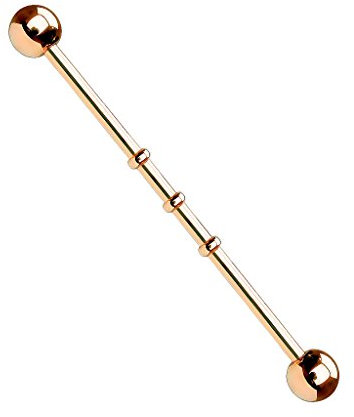 Mianova Industrial Piercing Barbell Stab Hantel Kerben Ohr Nippel Intim Brustwarze Silber 38mm