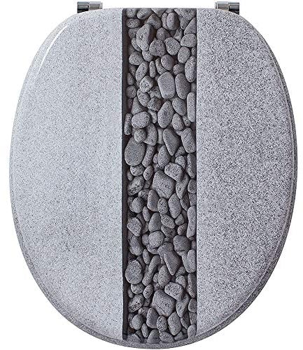 Wirquin 20723908 Abattant WC en fibre de bois Woody Pierres en forme U, gris