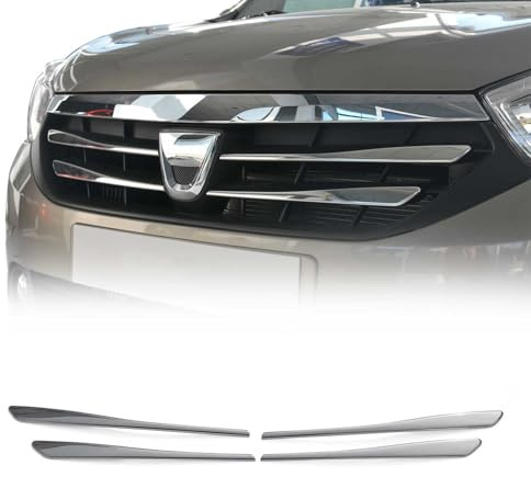 OMAC Kühlergrill Leisten Grillleisten kompatibel mit Dacia Lodgy 2012-2017 Edelstahl Silber 4tlg