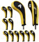 Andux Number Print Golf Iron Club Head Covers Long Neck with Zipper 12pcs/Set Black/yellow