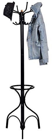 COSTWAY Porte-Manteau sur Pied en Métal avec 10 Crochets pour Ranger Vestes Manteaux Chapeaux 54 x 54 x 190 cm Noir