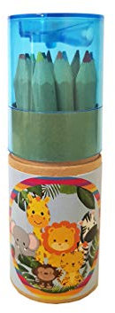 irpot Pastelli Gadget 10 Conf + Etichette Adesive per Festa a Tema (Tubo PD530, Animali della Giungla)