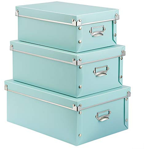 SEEKIND Aufbewahrungsbox, dekorative Aufbewahrungsbehälter mit Deckel, 3-in-1-Set, Kunststoff, mit Griffen, Druckknopfverschluss, feuchtigkeitsbeständig, Kosmetik, Decken (lichtdurchlässig)