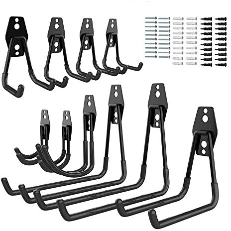 Cozywind 10 Stück Wandhaken Garag Schwerlast Garagenhaken Lager Haken Garage Storage Doppelhaken Metall Garage Haken Gerätehaken Multisize in Schwatz für Organisation Leiter Werkzeug Fahrrad