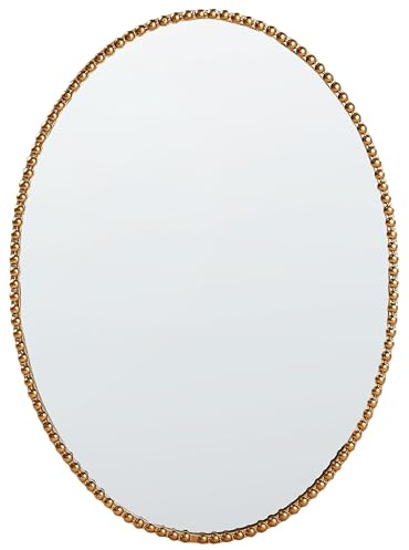 Beliani Goldener ovaler Wandspiegel 83 x 57 cm Rahmen: MDF und Harz Ouvea