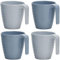 Melamin Camping Geschirr 4 Tassen Campinggeschirr Kaffeebecher Teetasse 4 tlg Tafelgeschirr Outdoor Party Becher Tasse mit Henkel moderne Picknickgeschirr blau Henkeltasse Trinkbecher 325 ml