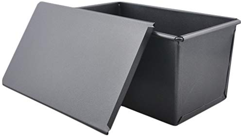 HEMOTON Loaf Pan/Tin with Cover Bread Toast Mold Non-Stick Rectangular Carbon Steel Bread Pan Bread Tins for Baking 450g Dough