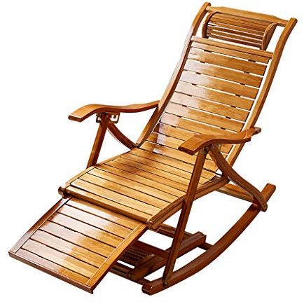 LPGY Chaises de Jardin, Fauteuil en Bois de Bambou, Fauteuil à Bascule, Fauteuil de Détente avec Repose-Pieds Extensible et Massage des Pieds, Meubles De Jardin
