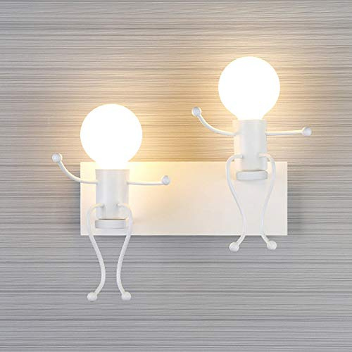 Mengjay Wandleuchte Metall Wandlampe E27 Effektlampe Flurlampe Treppenleuchte Nachttischlampe Cartoon Lampe für Kinderzimmer Wohnzimmer Schlafzimmer Studiezimmer Flur Hotels (weiß)