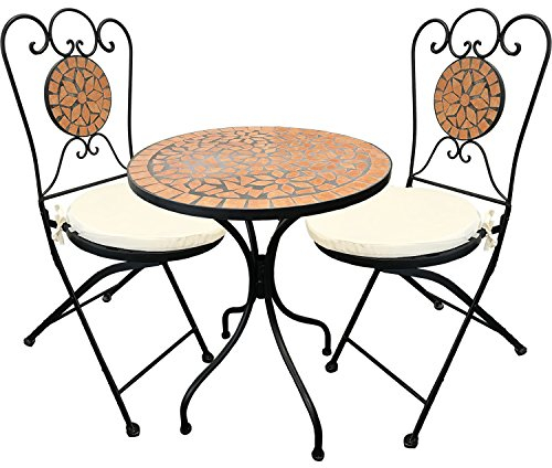 Mosaik Sitzgarnitur Sitzgruppe Gartentisch Stühle Gartengarnitur Gartenmöbel Bistrotisch Set 5-teilig