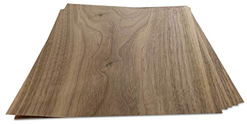 WoodPress® Chapa de madera de nogal real, paquete de 6 hojas, tamaño A4 (aprox. 21 cm x 29 cm), chapa para marquetería, fabricación de modelos y reparación de muebles
