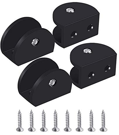 UFURMATE Pince à Verre, 4 Pièces de Support d’Étagère en Verre, Support Tablette Verre Noir, Fixation Tablette Verre Réglable, Demi-Rondes, en Alliage d'Aluminium, Pour Verre de 8 à 10 mm d'Épaisseur