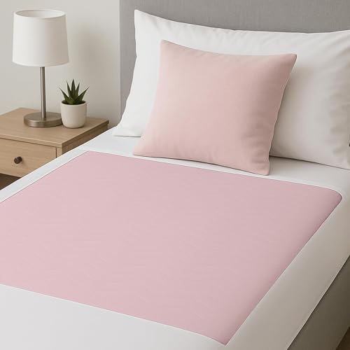 2 x Easy Care Solutions Washable Bed Pads | No Tucks | 85 x 90cm | Pink | 3L Absorbency | Soft & Comfortable | Washable & Reusable | No Tuck-In Flaps | Ideal for Adults, Children & Pets | 2 Pack