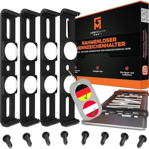 GENMAG® Number Plate Holder Frameless | Car License Plate Holder Frameless | Car Registration Plate Holder | License Plate Clips Bracket Frame | Car License Registration Number Plate Holder