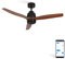 CREATE / WINDSTYLANCE DC/Ventilatore da soffitto con WIFI con motore DC nero, con pale in legno naturale/Silenzioso, 2 altezze, timer