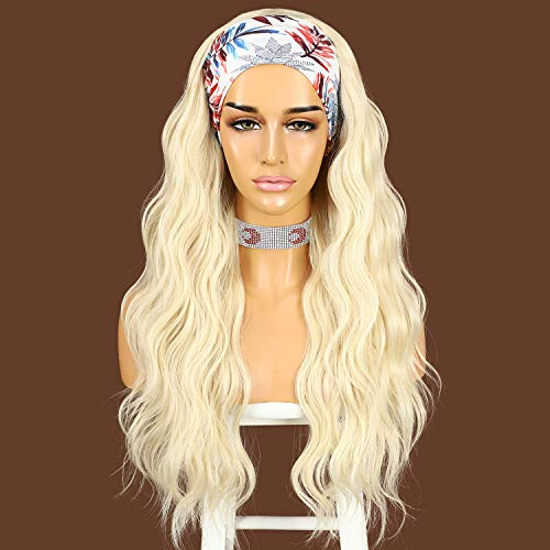 Sapphirewigs Body Wave Stirnband Perücke synthetische lange wellige Perücken für Frauen kleberlose blonde natürlich aussehen 150% Dichte 26 inch