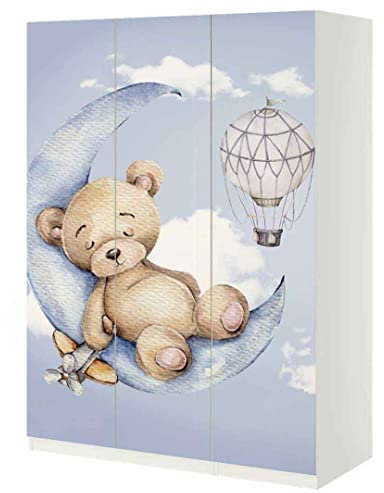 MyMaxxi | Klebefolie Möbel kompatibel mit IKEA Pax Schrank 3 Türen breit | Motiv Kinder Teddy Tiere | Möbelfolie selbstklebend | Dekofolie Tattoo Aufkleber Folie für Schlafzimmer und Kinderzimmer