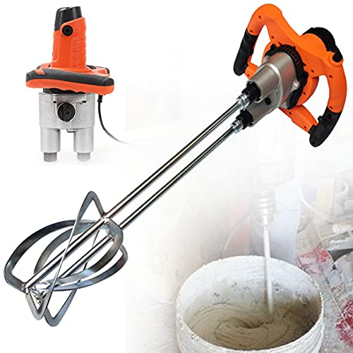 RCBDBSM Doppel Rührwerk - Rührwerk mit Starken 1600 Watt Beton Rührgerät - 2-Gang-Getriebe - zum Mischen von Farbe, Trockenmauerschlamm, Zementschlamm, Beton, Mörtel, Futter usw