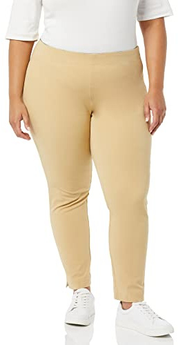Amazon Essentials Pantaloni alla Caviglia Aderenti ed Elasticizzati con Cerniera Laterale Donna, Tan, 50
