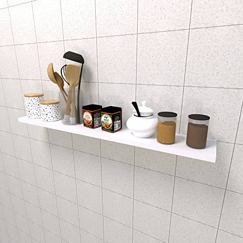 Henor Wandregal FSC® Holzwandregal 120 x 20 x 2.5 cm Vollständig versteckte Hardware Laden Sie 25 kg. Weiß