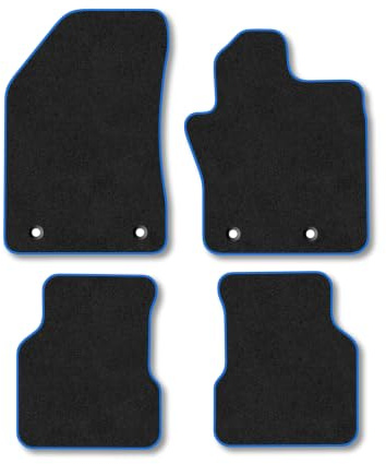 Jeep Compass (2017+) Carpet Car Mats | Blue Edge Trim Tailored Fit Floor Mats Full Coverage Protection Accessories Easy Clean Anti Slip Made in the UK