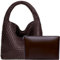JINMANXUE Damen-Handtasche aus veganem Leder, handgewebt, modische Schultertasche, Top-Griff, All-Match-Unterarmtasche mit Geldbörse, Kaffee