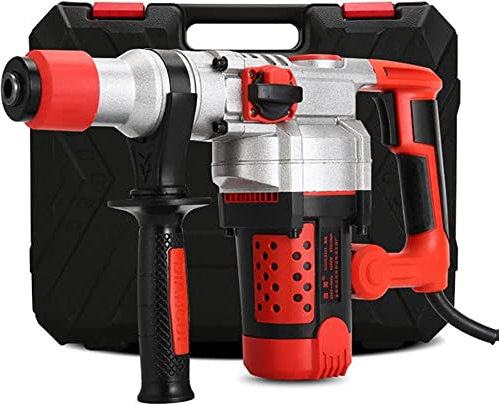 Rotary Hammer Drill 9Amp 2000W Heavy Duty Hammer SDS-Plus, 3 Functions, Speed Regulation Electric Rotary Hammer, Swivel Adjustable Handle Drilling Chisel Flat Bit w/Carrying Case