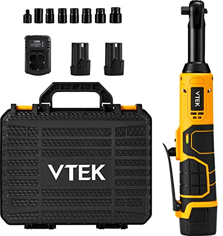 VTEK Chiave a cricchetto elettrica a batteria estesa 3/8 Chiave a cricchetto elettrica da 16,8 V, chiave a cricchetto elettrica da 40 piedi-libbre 400 giri/min