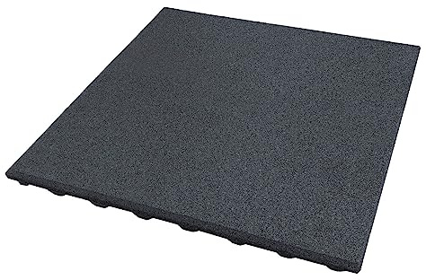 Fallschutzmatte Grau| 50x50 cm | 25 mm Starke Sicherheitsmatte | Stoßdämpfende Gummimatte | rutschfest und Robust | Geeignet für Spielplätze, Fitnessräume, Outdoor-Bereiche