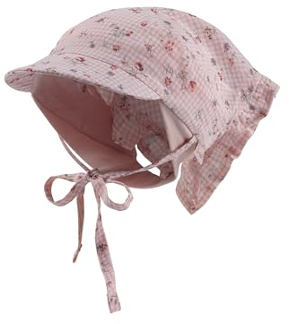 Sterntaler Baby Kopftuch Vichy Karo für Mädchen - Kopftuch Baby mit Bindeband, Schirm und Volants - schützendes Baumwollgewebe mt Print für warme Sonnentage - Kopftuch Neugeborene - perlrosa, 41