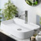 EMKE vasque à poser salle de bain, 60 x 40 x 11cm, Lavabo salle de bain rectangulaire en céramique Arc, Blanc brillant