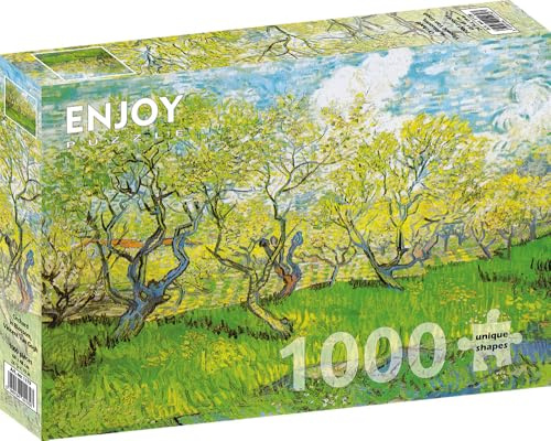 1000 Pieces Jigsaw Puzzle – Matte Finish, Soft Touch, Sturdy and Unique Pieces, Tight Fit, Vivid Colors, Missing Pieces Service – Orchard Blossom Van Gogh Famous Impressionist Painting by ENJOY Puzzle
