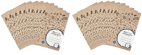Landre Schulheft A4 Recycling, 16 Blatt, Lineatur 3, liniert, 10 Stück (Packung mit 2)