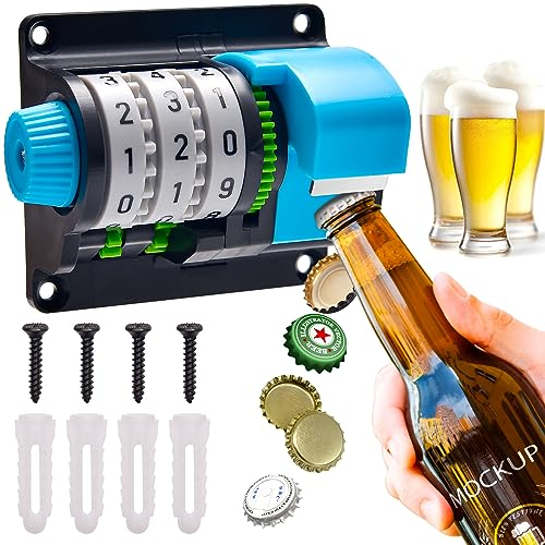 Flaschenöffner Wand, Lustige Geschenke für Männer, Flaschenöffner Mit Auffangbehälte für Bier Geschenk, Bieröffner Bieröffner mit Zähler Flaschenöffner mit präzisen Zahlen Rekord für Bars, Party