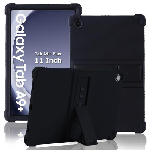 ATOOZ for Samsung Galaxy Tab A9 Plus Case 11 Inch (SM-X210/X216/X218),Soft Silicone Kids Case for Samsung A9 Plus Tablet 11 Inch 2023 with Stands (Black)