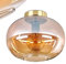 Deckenleuchte Apedo, Deckenlampe aus Metall/Glas in Goldfarben/Schwarz/Bernsteinfarben, Leuchte im modernen Retro/Vintage-Design mit Schirm aus Glas (Ø 30 cm), 1 x E27, ohne Leuchtmittel