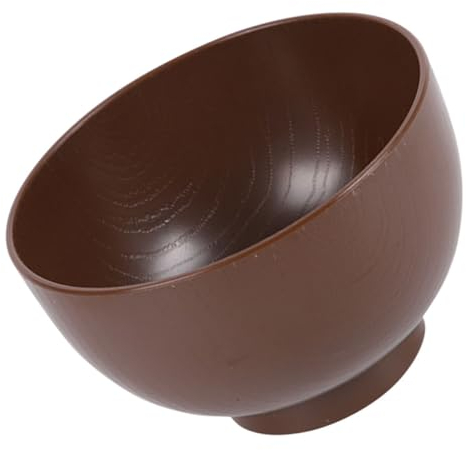 MUCKLILY Japanese Style Wooden Soup Bowl 1-Piece Miso Bowl Reusable Kitchenware for Ramen and Noodles Coffee Wood Grain Design