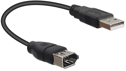 RIIEYOCA Câble convertisseur de données USB 2.0 type A mâle vers IEEE 1394 Firewire 6 broches femelle pour appareil photo numérique, caméscope, ordinateur portable, DV, noir