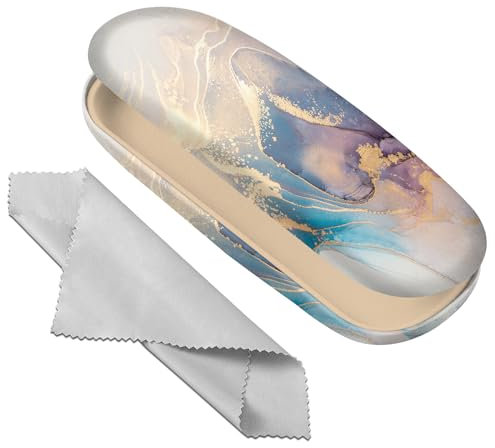 Deokke Brillenetui, Hartschale, Brillen-Schutzhülle, Brillenhalter-Box mit Reinigungstuch für Damen und Herren, niedlich (H17-marmor)