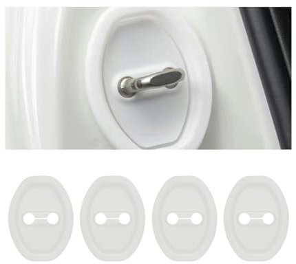 CGEAMDY 4 Stück Auto Türschlossabdeckung, Auto Silikon Türschloss Abdeckung Türschlossabdeckung Schutzkappe, Türschloss Abdeckung Protector Für Auto Dekor(Weiß)