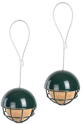 2er Set Meisenknödelhalter mit Dach Vogelfutterstation Metall Gartenvögel Wildvögel (FB481)