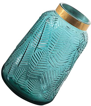 IMIKEYA Blumen Blumenvase Blatt Textur Glasvase Wohnkultur für Blumenarrangement